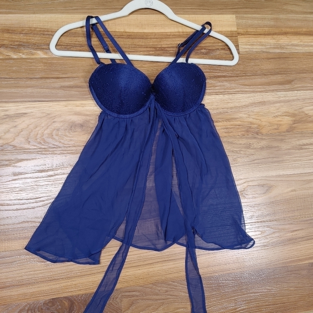 Victoria's Secret Navy Push Up Babydoll Bra 34C